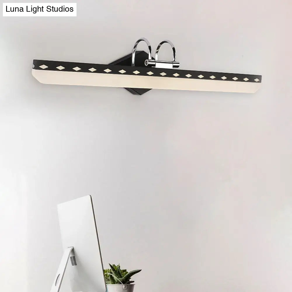 Modernist Acrylic Linear Led Vanity Wall Sconce - 15/19/23 Wide Black/White Curved Arm Natural Light