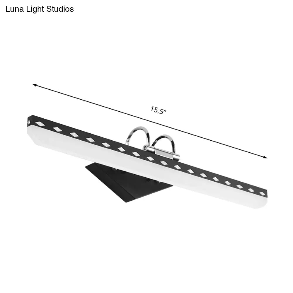 Modernist Acrylic Linear Led Vanity Wall Sconce - 15/19/23 Wide Black/White Curved Arm Natural Light