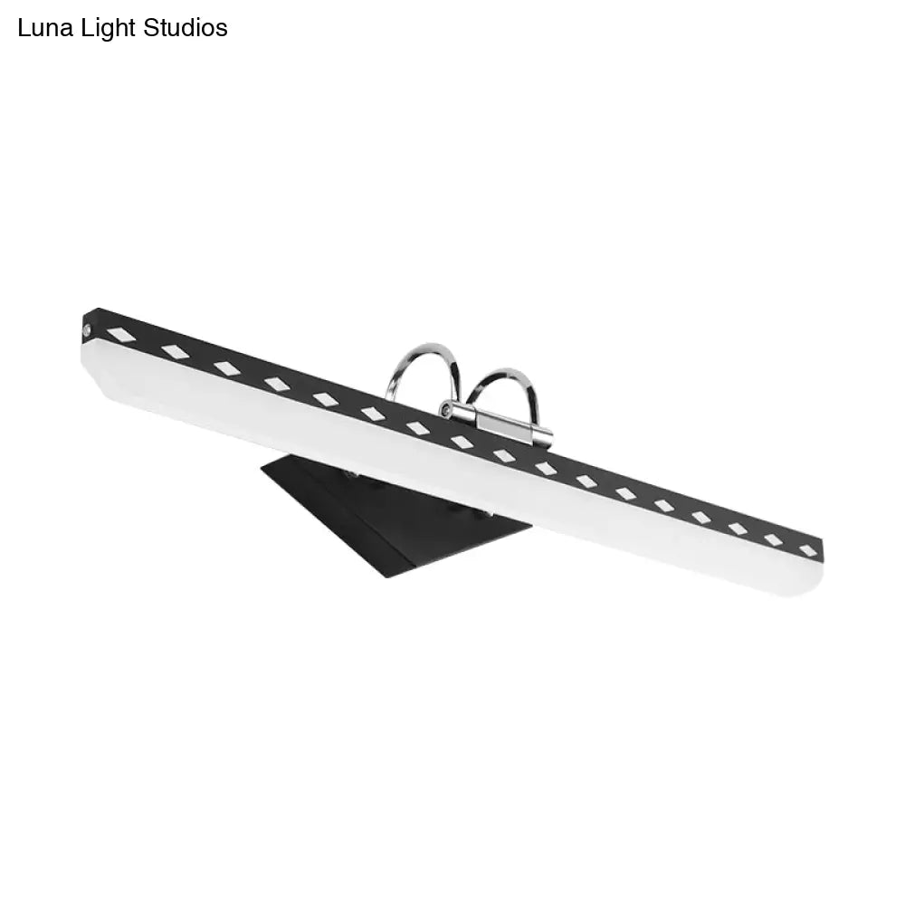 Modernist Acrylic Linear Led Vanity Wall Sconce - 15/19/23 Wide Black/White Curved Arm Natural Light