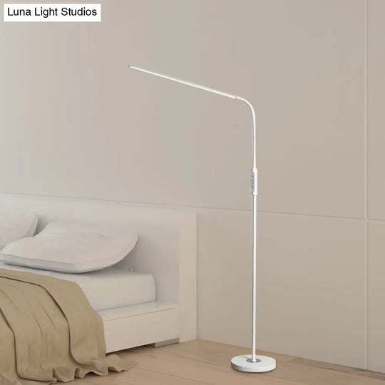 Modernist Adjustable Metallic Linear Standing Lamp - Black/White Led Floor Reading Light