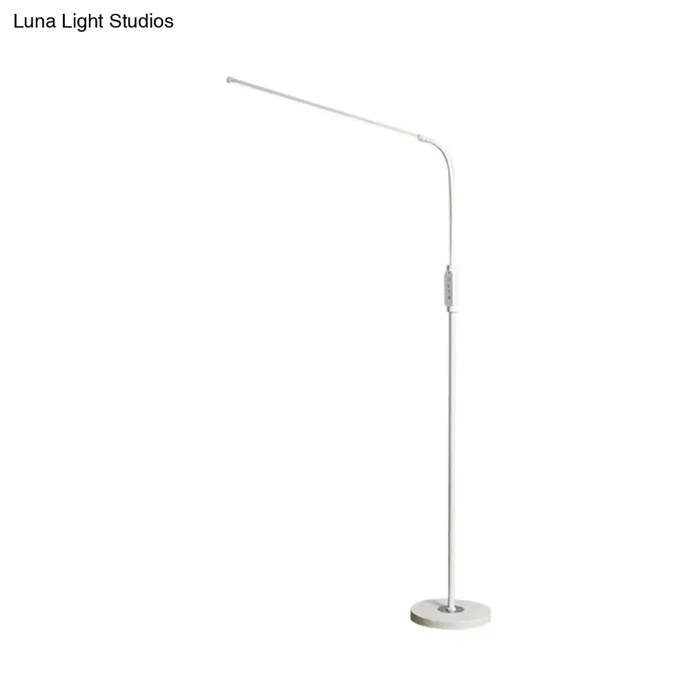 Modernist Adjustable Metallic Linear Standing Lamp - Black/White Led Floor Reading Light