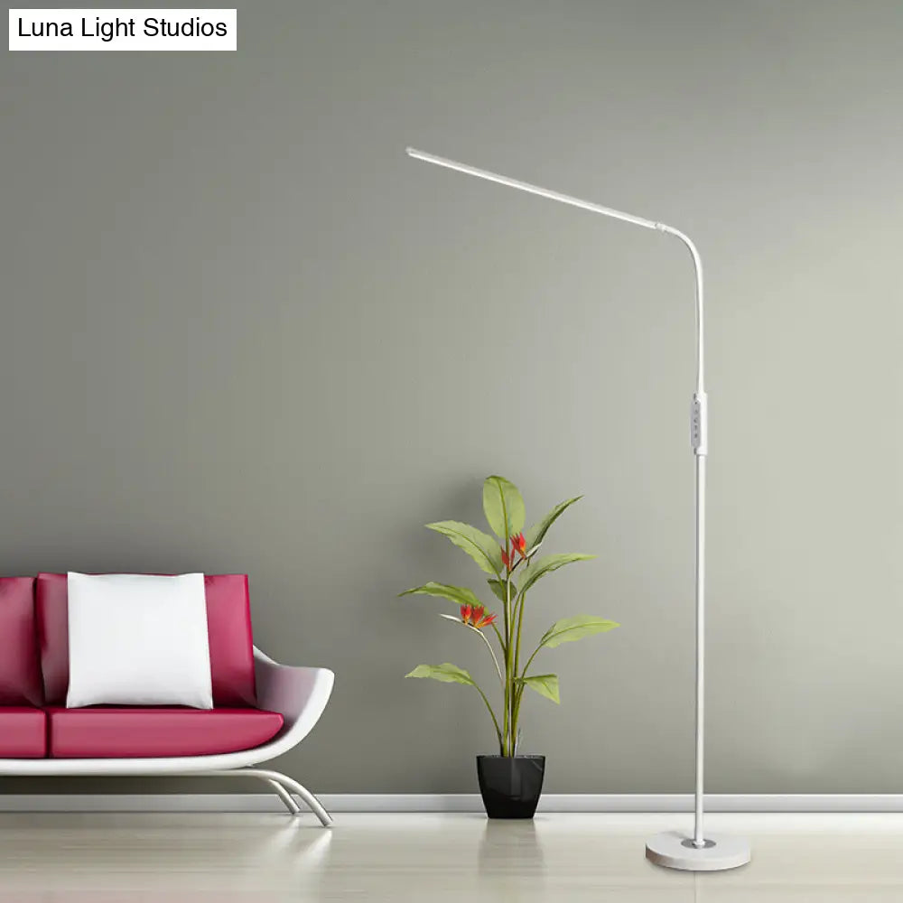 Modernist Adjustable Metallic Linear Standing Lamp - Black/White Led Floor Reading Light