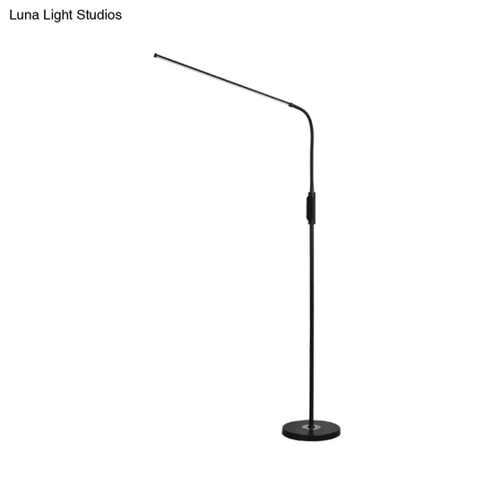 Modernist Adjustable Metallic Linear Standing Lamp - Black/White Led Floor Reading Light