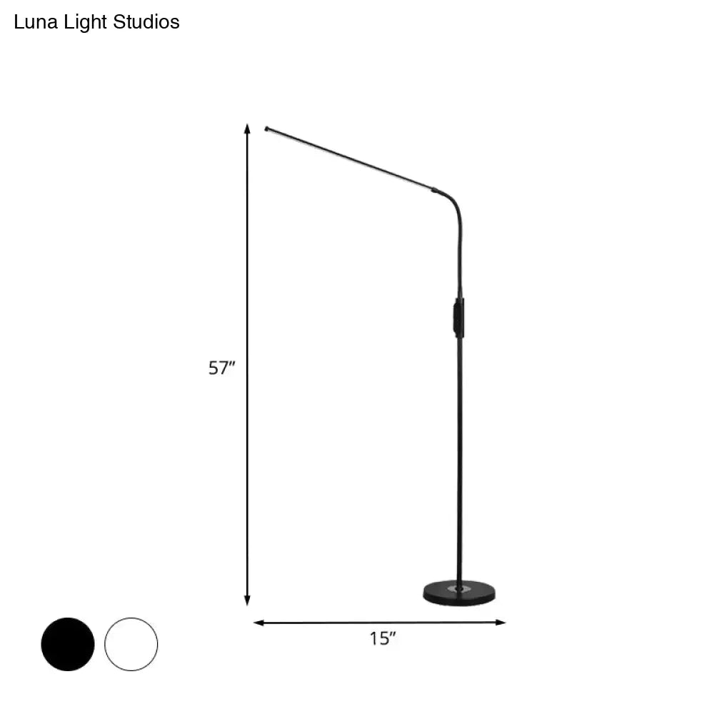 Modernist Adjustable Metallic Linear Standing Lamp - Black/White Led Floor Reading Light