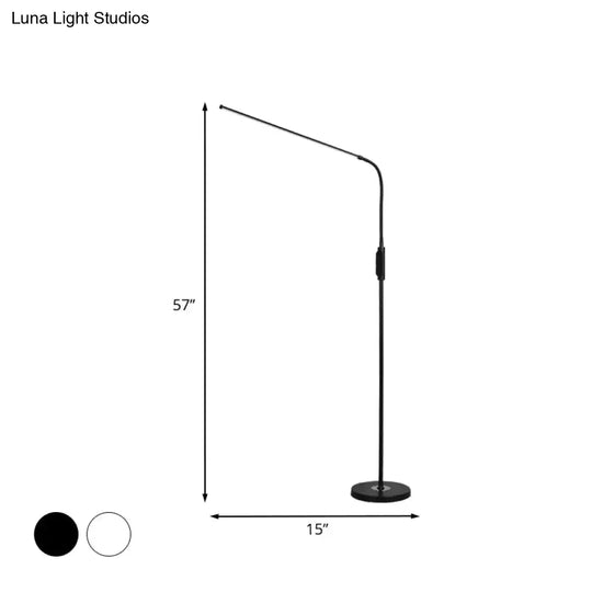 Modernist Adjustable Metallic Linear Standing Lamp - Black/White Led Floor Reading Light