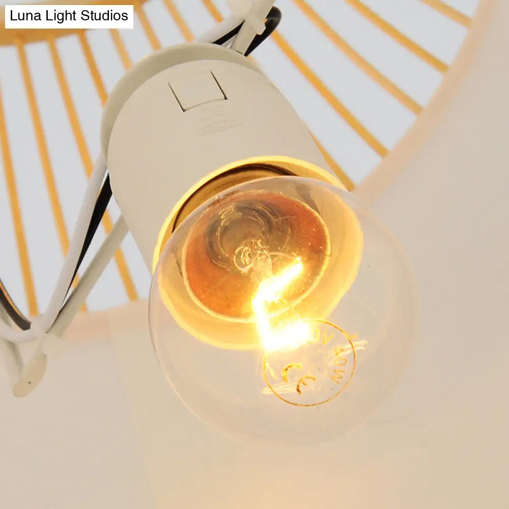 16/19.5 Wide Bamboo Jar Suspension Pendant - Modernist 1 Bulb Wood Hanging Light Kit