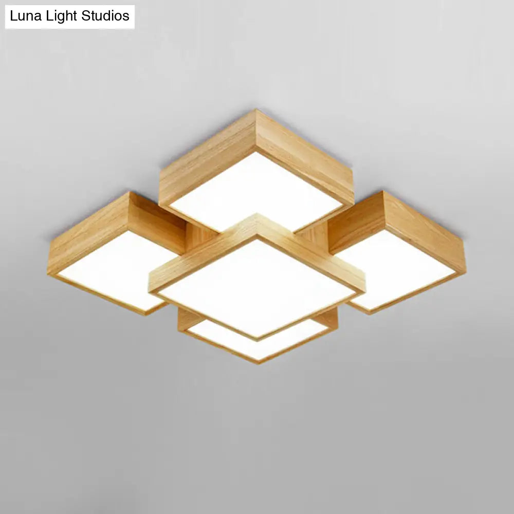 Modernist Beige Flush Mount 26/31.5 Led Wood Ceiling Light Fixture