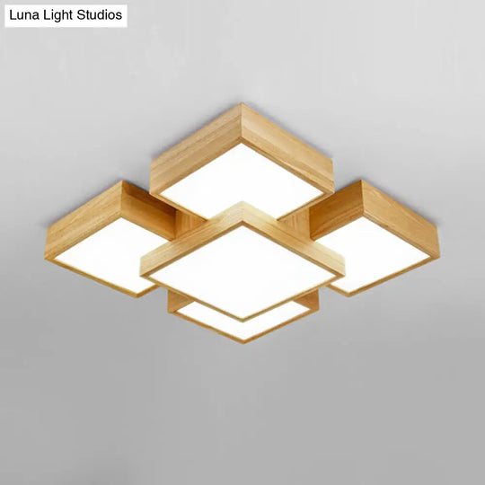 Modernist Beige Flush Mount 26/31.5 Led Wood Ceiling Light Fixture
