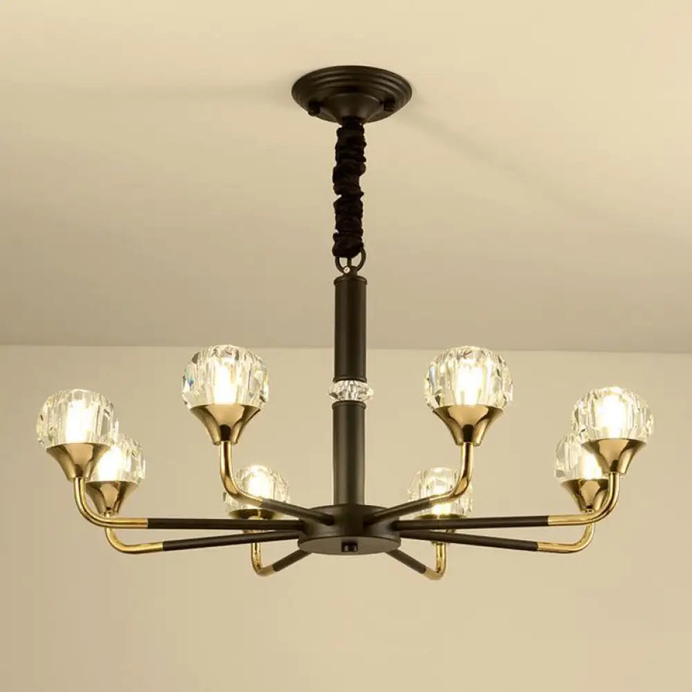 Modernist Beveled Crystal Pendant Chandelier With 6/8/10 Bulbs - Brass Ceiling Hanging Light