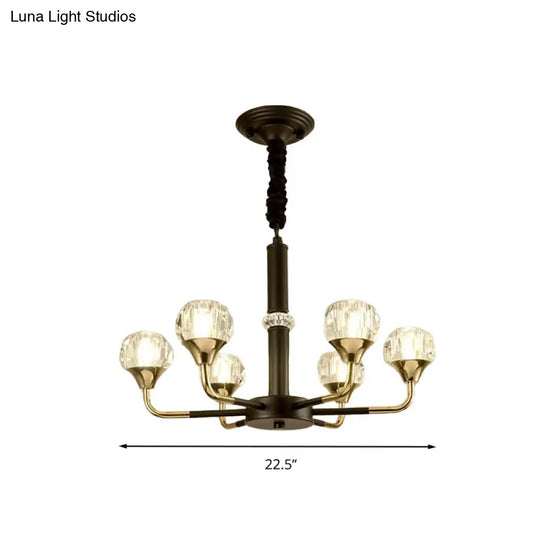 Modernist Beveled Crystal Pendant Chandelier With 6/8/10 Bulbs - Brass Ceiling Hanging Light