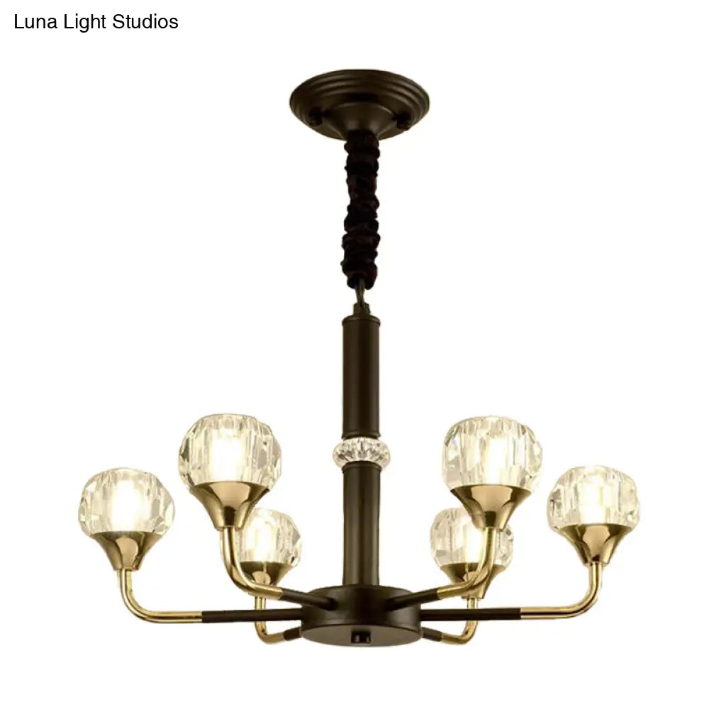 Modernist Beveled Crystal Pendant Chandelier With 6/8/10 Bulbs - Brass Ceiling Hanging Light