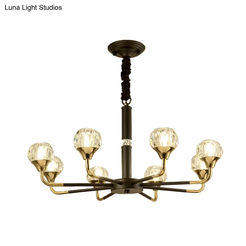 Modernist Beveled Crystal Pendant Chandelier With 6/8/10 Bulbs - Brass Ceiling Hanging Light