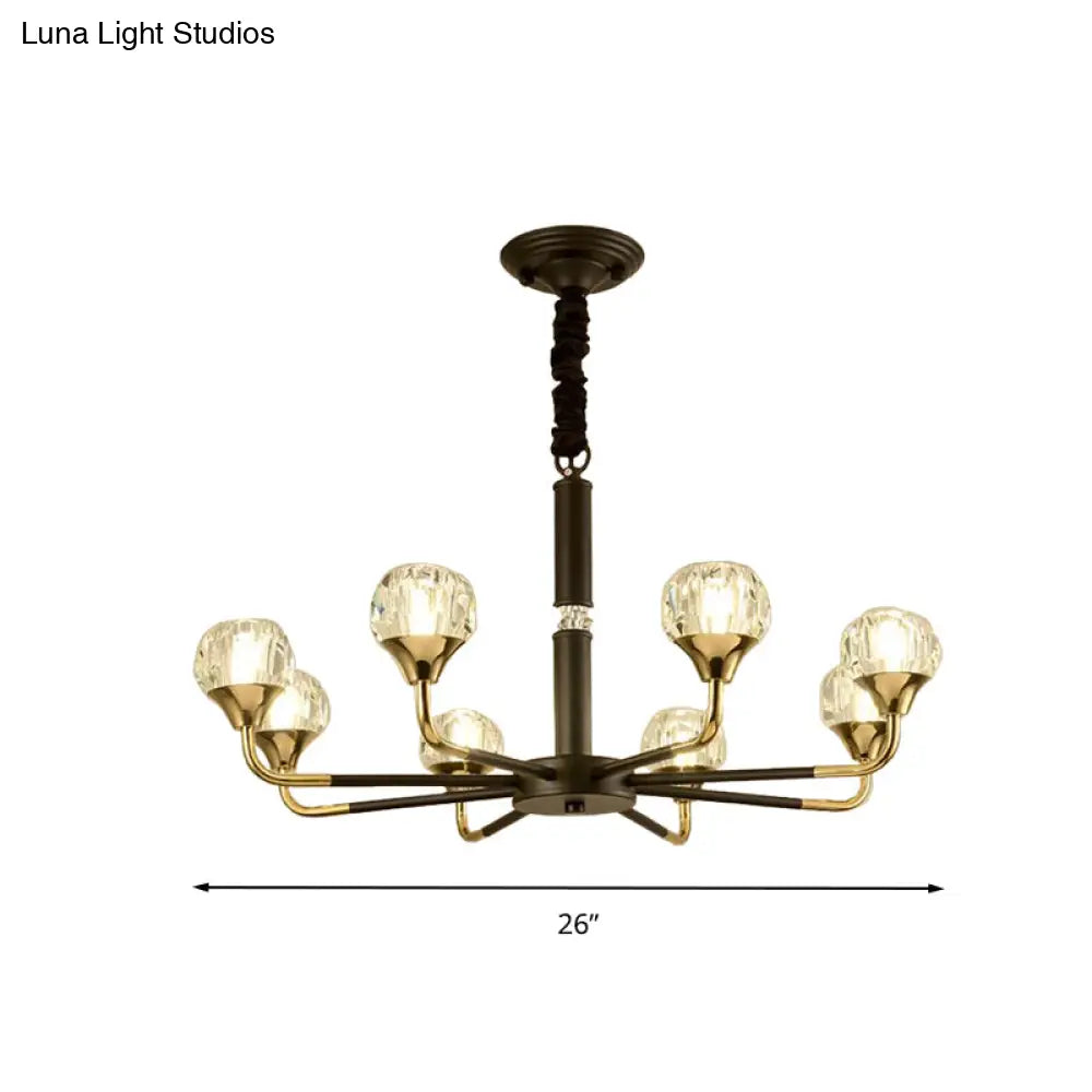 Modernist Beveled Crystal Pendant Chandelier With 6/8/10 Bulbs - Brass Ceiling Hanging Light