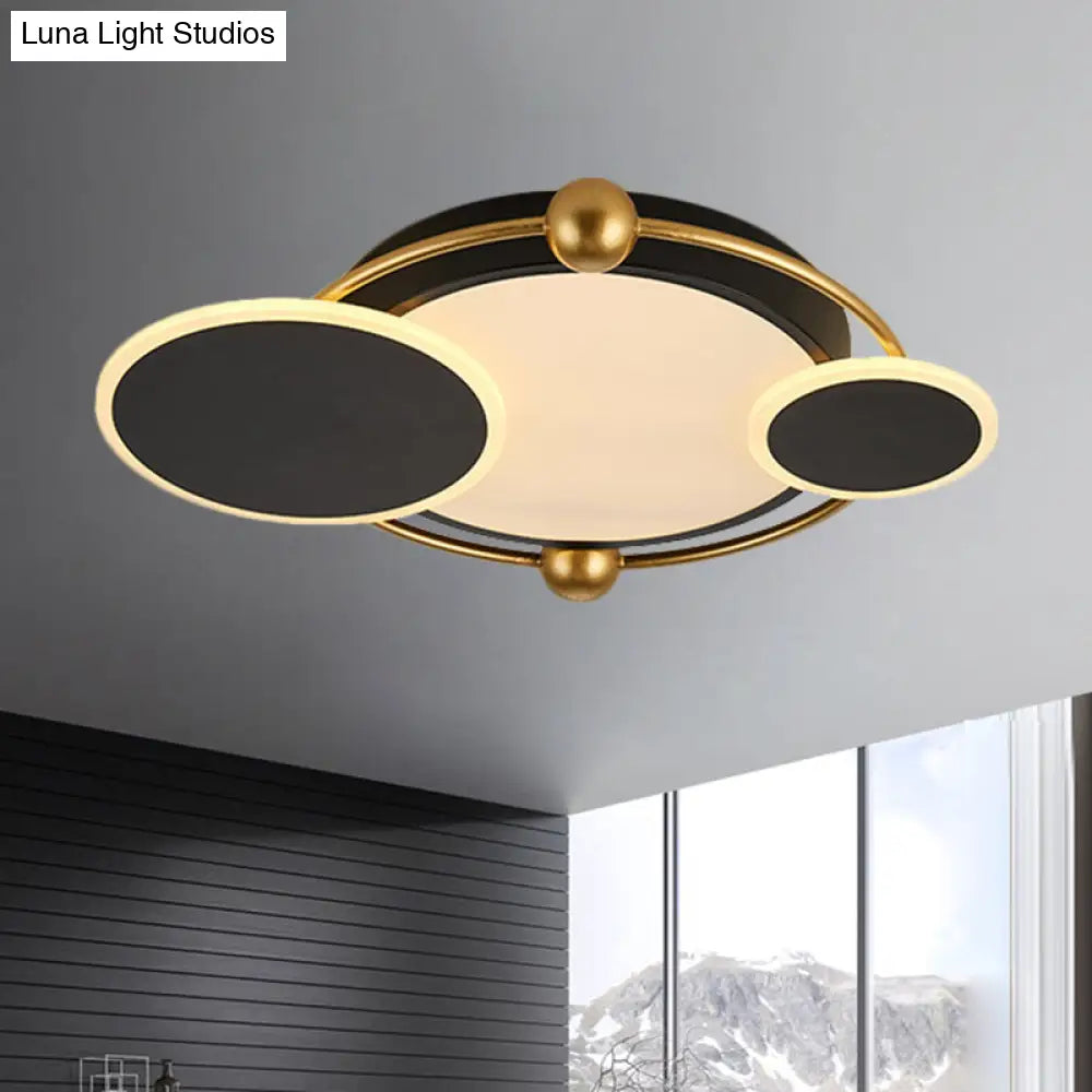 Modernist Black And Gold Led Flush Mount Ceiling Light In Warm/White 19.5’/23.5’ Diameter