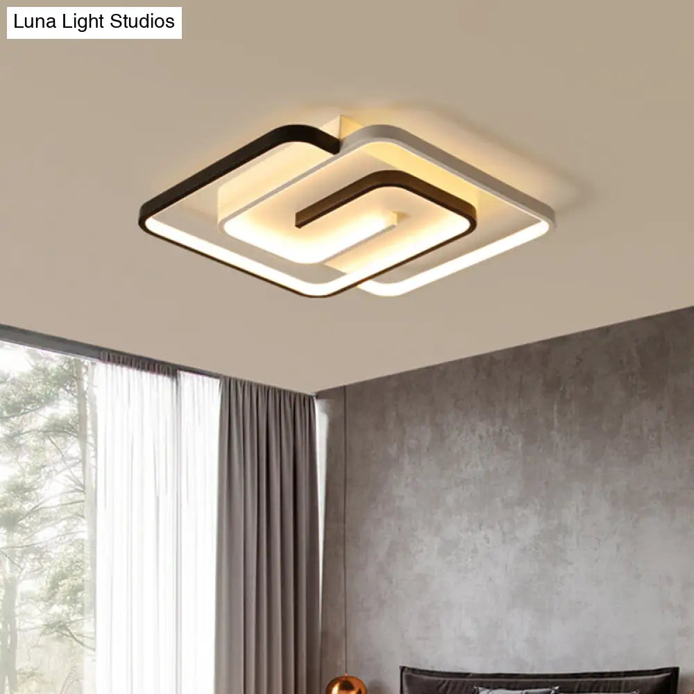 Modernist Black And White Led Flush Mount Ceiling Light For Bedroom 18/21.5 Wide Black-White / 18