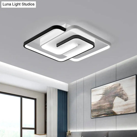 Modernist Black And White Led Flush Mount Ceiling Light For Bedroom 18/21.5 Wide