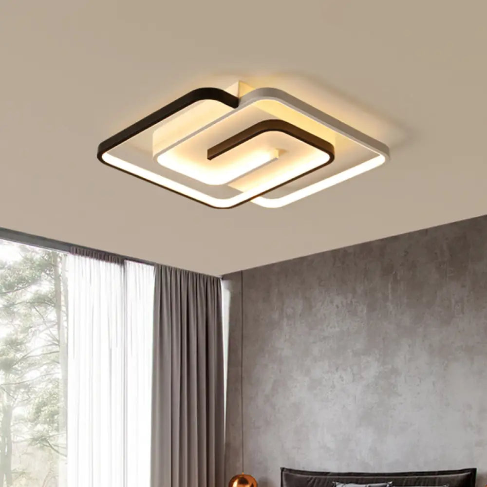 Modernist Black And White Led Flush Mount Ceiling Light For Bedroom 18’/21.5’ Wide Black -