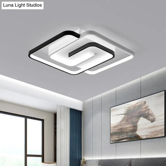 Modernist Black And White Led Flush Mount Ceiling Light For Bedroom 18’/21.5’ Wide