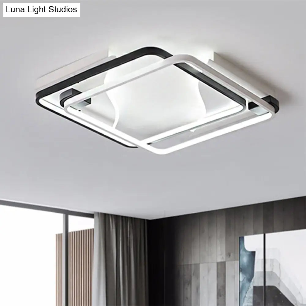 Modernist Black And White Led Flush Mount Light - 18/22/31.5 Wide Acrylic Shade Square/Rectangle