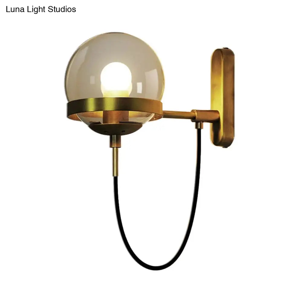 Modernist Black/Gold Rope Wall Sconce With Smoke Glass - 1 Light