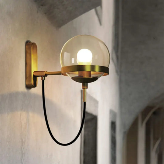 Modernist Black/Gold Rope Wall Sconce With Smoke Glass - 1 Light Gold