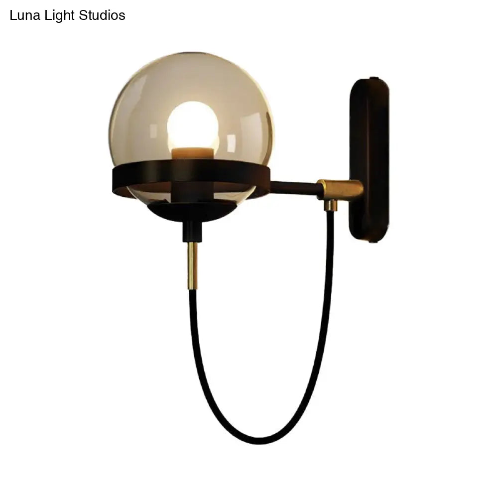 Modernist Black/Gold Rope Wall Sconce With Smoke Glass - 1 Light