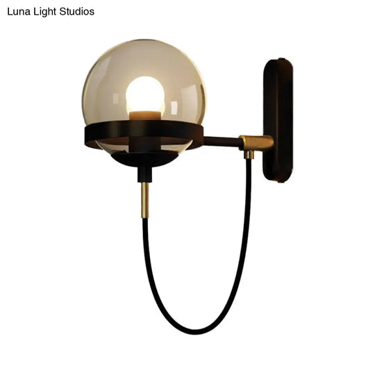 Modernist Black/Gold Rope Wall Sconce With Smoke Glass - 1 Light