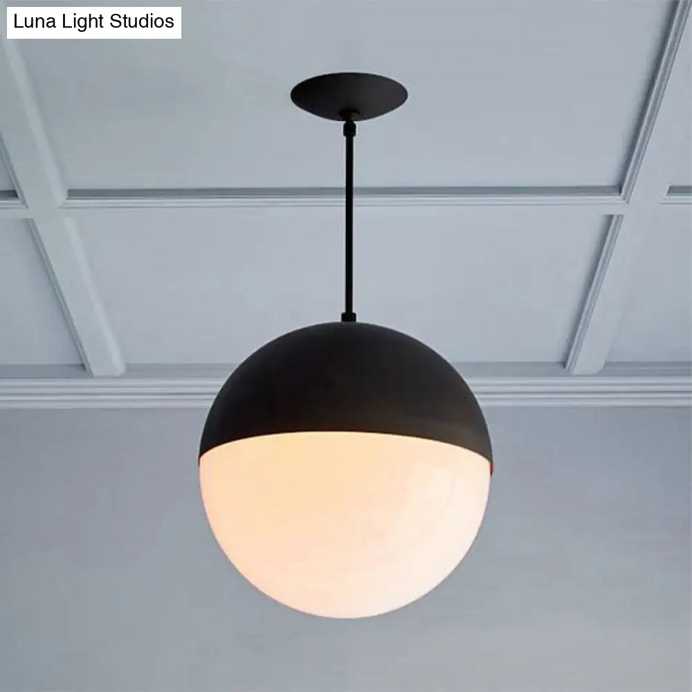 Modernist Black/Gold Sphere Pendant Lamp With Opal Glass - Ideal For Kitchen Ceiling Lighting