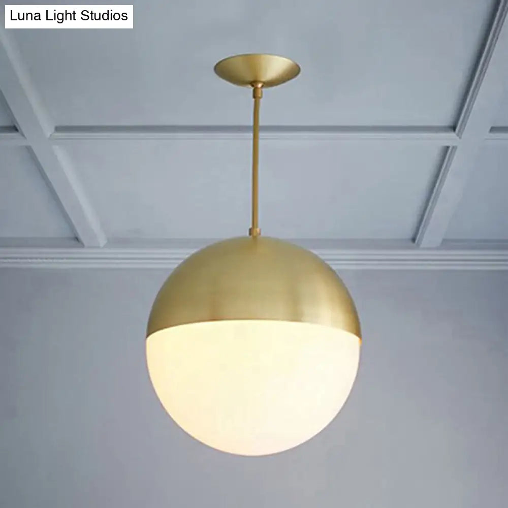 Modernist Black/Gold Sphere Pendant Lamp With Opal Glass - Ideal For Kitchen Ceiling Lighting Gold