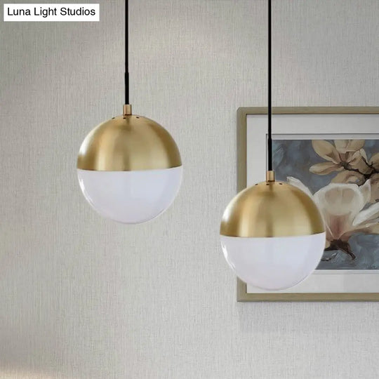 Modernist Black/Gold Sphere Pendant Lamp With Opal Glass - Ideal For Kitchen Ceiling Lighting