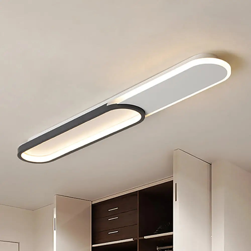 Modernist Black Led Flush Mount With Rectangular Acrylic Cover In White/Warm Light Available 3
