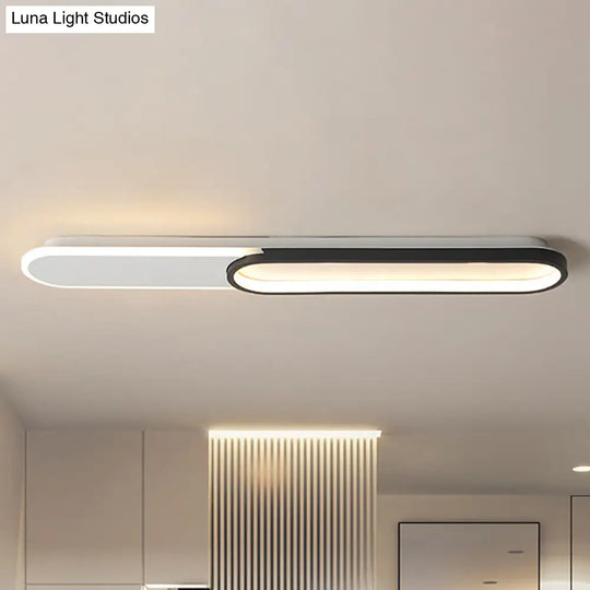Modernist Black Led Flush Mount With Rectangular Acrylic Cover In White/Warm Light Available 3 Sizes