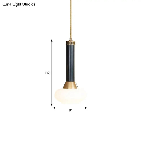 Modern Black Opal Frosted Glass Pendant Lamp - Torchlight Design Bedside Or Ceiling Pendulum Light