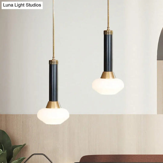 Modern Black Opal Frosted Glass Pendant Lamp - Torchlight Design Bedside Or Ceiling Pendulum Light