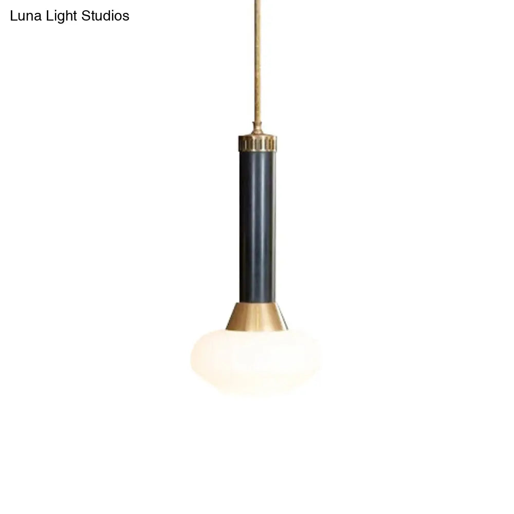 Modern Black Opal Frosted Glass Pendant Lamp - Torchlight Design Bedside Or Ceiling Pendulum Light