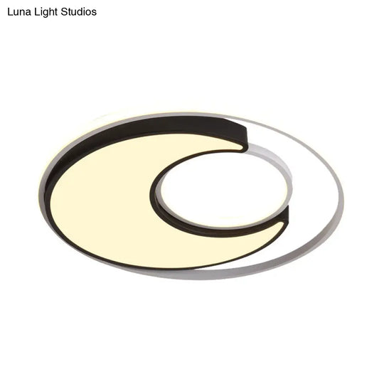 Modernist Black/White Metal Led Flush Mount Lighting - 19/22 Wide Fixture With Frosted Diffuser In