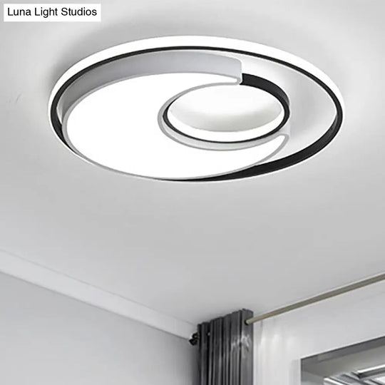 Modernist Black/White Metal Led Flush Mount Lighting - 19/22 Wide Fixture With Frosted Diffuser In