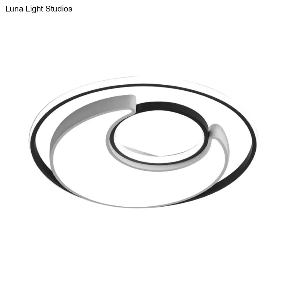 Modernist Black/White Metal Led Flush Mount Lighting - 19/22 Wide Fixture With Frosted Diffuser In