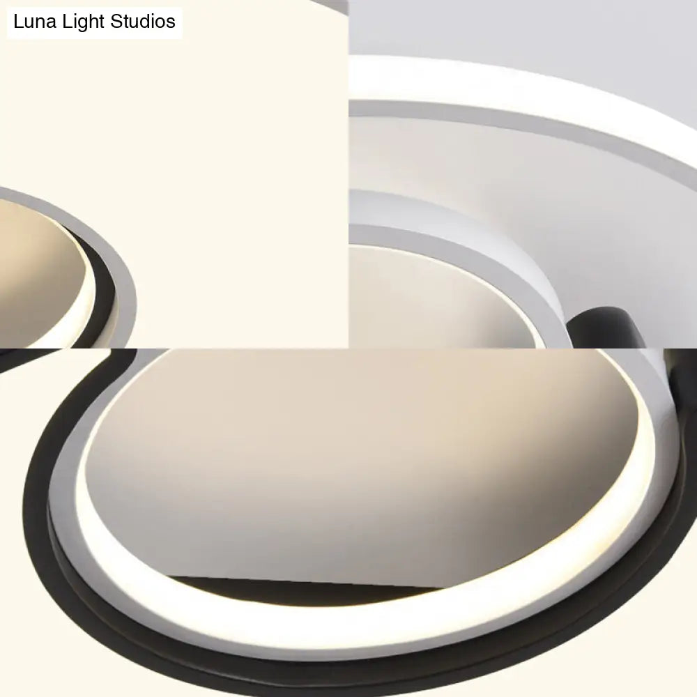 Modernist Black/White Metal Led Flush Mount Lighting - 19/22 Wide Fixture With Frosted Diffuser In