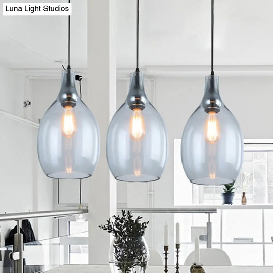 Modern Blue/Amber Glass Pendant Lamp - Stylish Nickel Hanging Light For Bedroom Blue / A