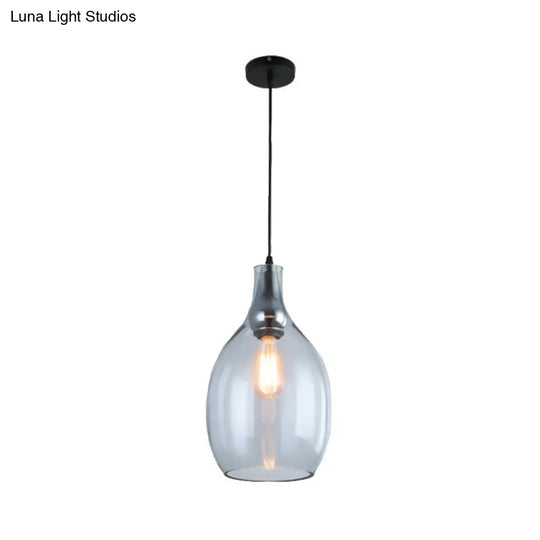 Modern Blue/Amber Glass Pendant Lamp - Stylish Nickel Hanging Light For Bedroom