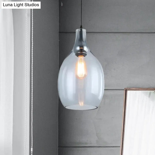 Modern Blue/Amber Glass Pendant Lamp - Stylish Nickel Hanging Light For Bedroom