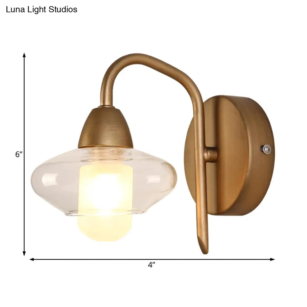 Modernist Brass Elliptical Led Wall Sconce Clear Glass 1-Light