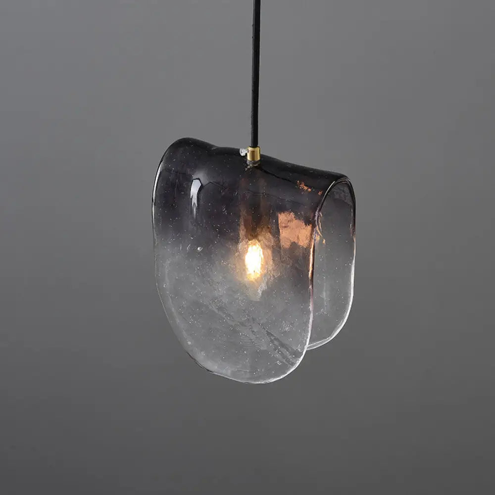 Modernist Brass Pendant Lighting With Curve Water Glass Ceiling Light - Ideal For Restaurants