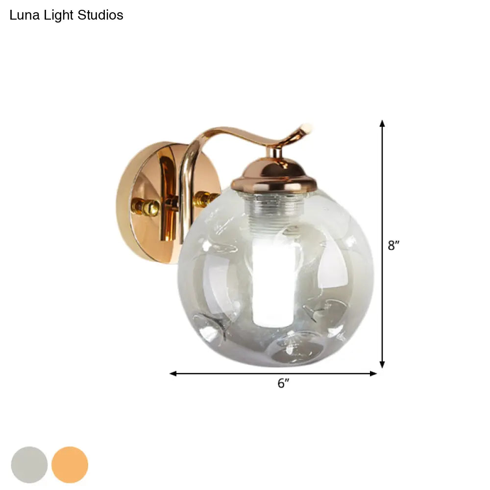 Modernist Bubbly Wall Sconce In Amber/Smoke Gray Glass - Drawing Room Light Mounted Black/Gold