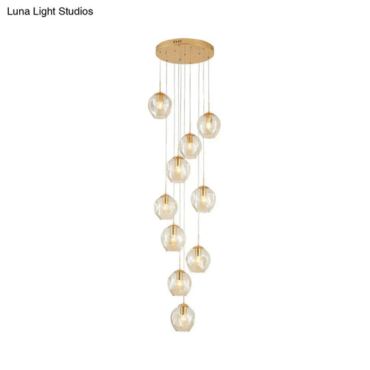 Dimpled Glass Ceiling Pendant Light: Modernist Chrome Cluster Lamp For Living Room