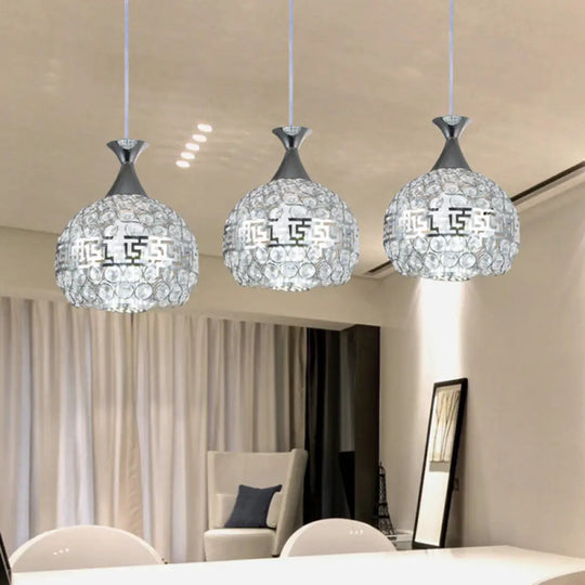 Modernist Chrome Dome Pendant Lamp - Clear Crystal And Metal 8’/10’/12’ Wide Hanging Ceiling