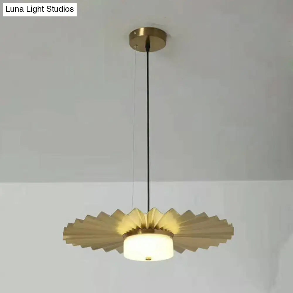 Modernist Circle Metal Hanging Light: 1-Head Black/Gold Suspension Lamp For Living Room Ceiling