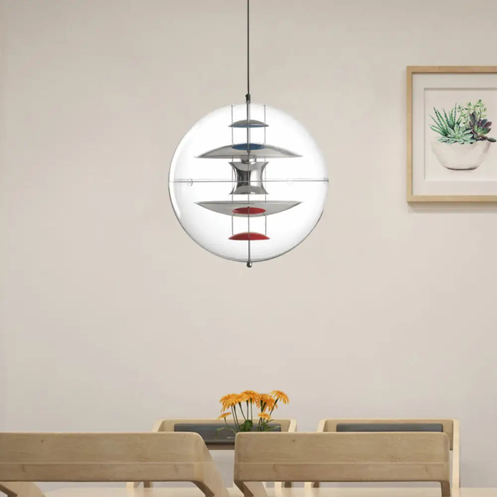 Modernist Clear Acrylic Ball Ceiling Light With Contemporary Disc Deco - White/Gold/Silver Silver