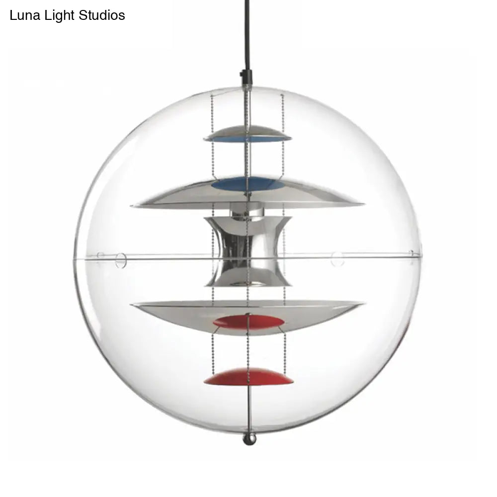 Modernist Clear Acrylic Ball Ceiling Light With Contemporary Disc Deco - White/Gold/Silver